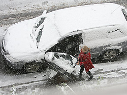 Замерзшие авто россиян в Финляндии
